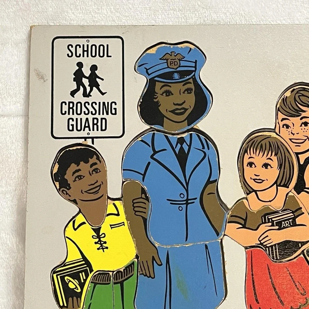 Vintage 1980 Judy Wooden Puzzle SCHOOL CROSSING GUARD #J606523 13pc Made in USA